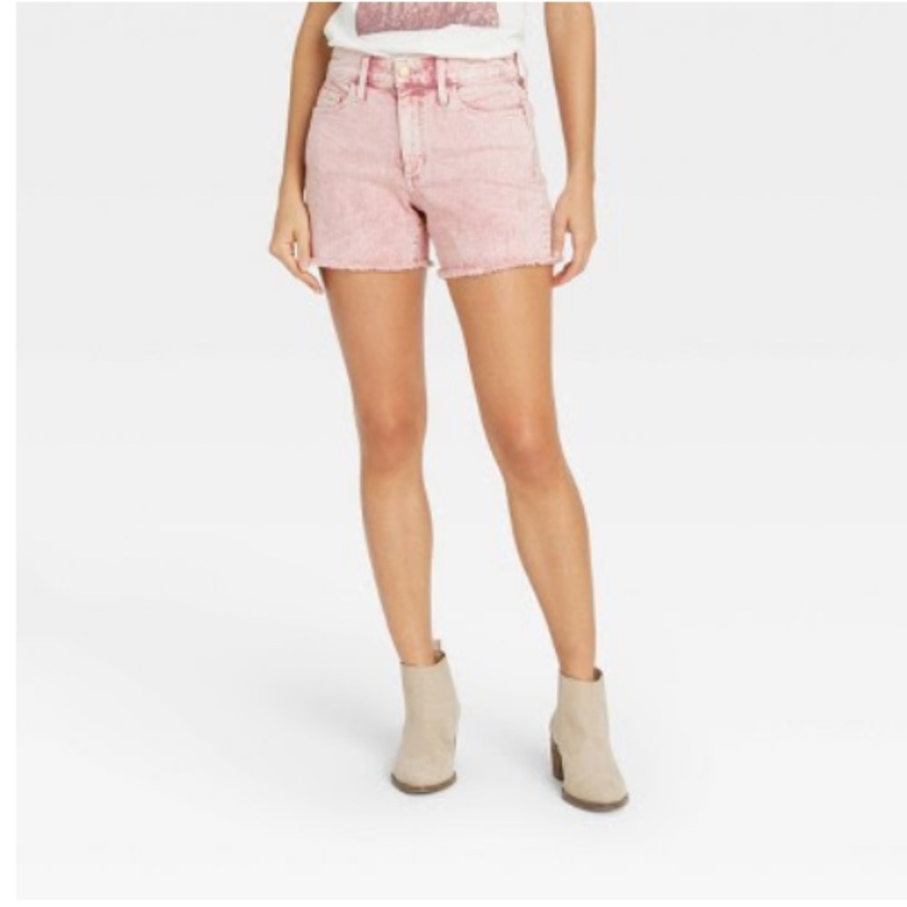Women’s High-Rise Midi Slim Fit Jean Shorts Universal Thread Pink Denim Short 4